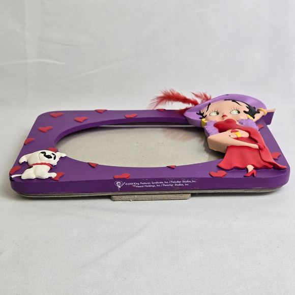 Vintage 2004 3D Betty Boop & Pudgy Picture Frame, Purple Red Hearts, 7" x 5" - Picture 10 of 14